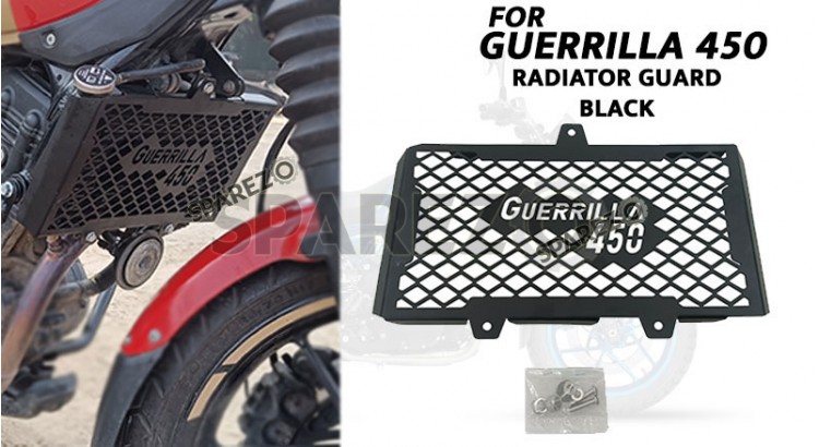 Fit For Royal Enfield Guerrilla 450 Stainless Steel Radiator Guard Black - SPAREZO